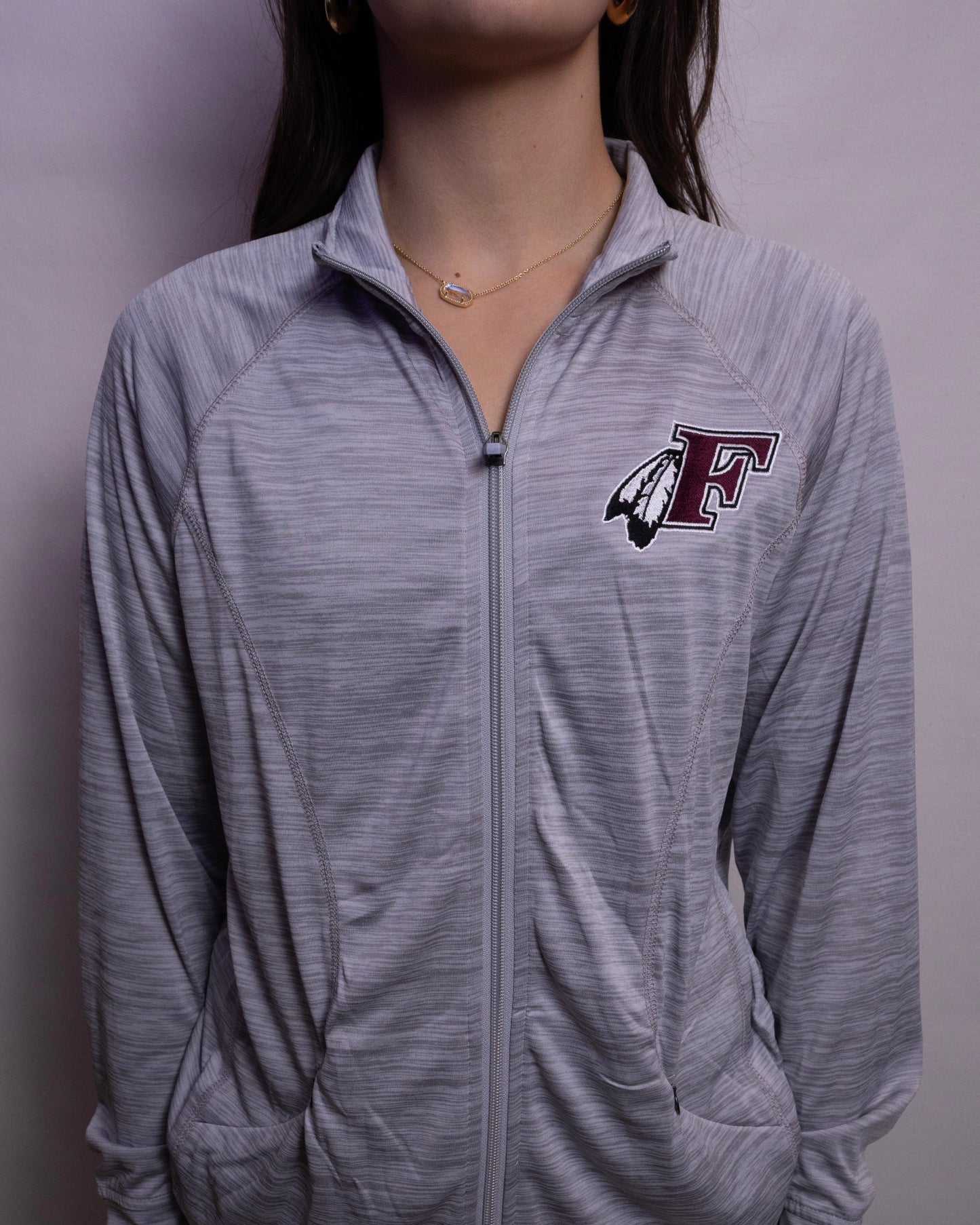 Womens Grey Full Zip Jacket